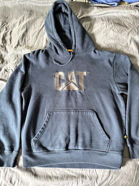 Caterpillar Trademark Hooded Sweatshirt CAT Logo Gray Large
